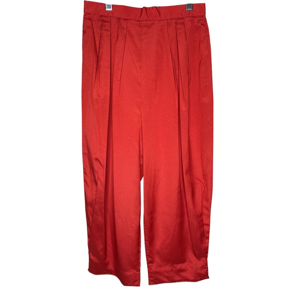 VTG 70s Patty Woodard x Saks Women Red‎ Gaucho Culottes Sz 6 Disco Pleated Silky